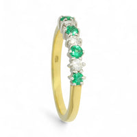 Emerald & Diamond Eternity Ring in 18ct Yellow & White Gold