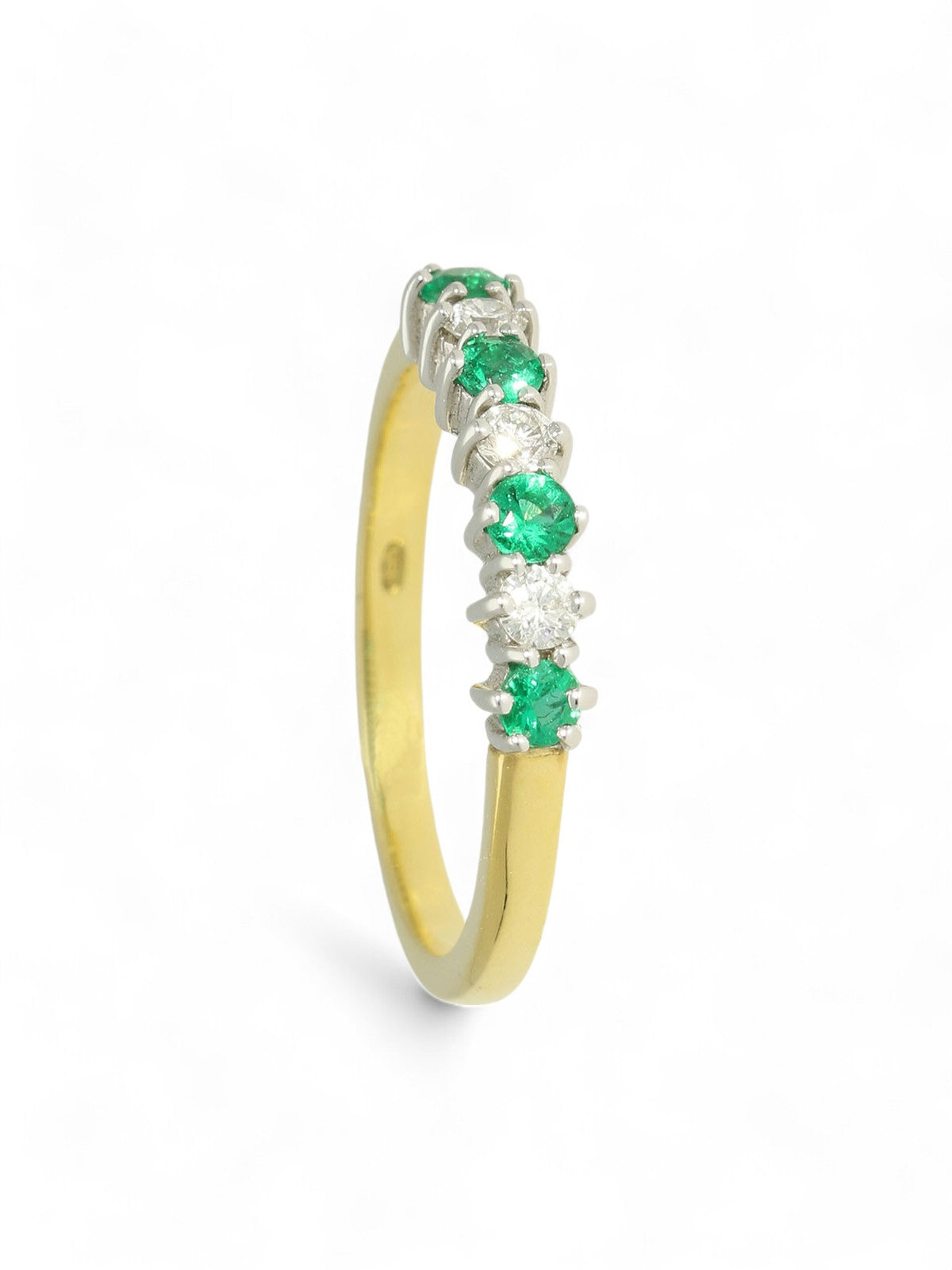 Emerald & Diamond Eternity Ring in 18ct Yellow & White Gold