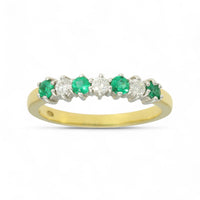 Emerald & Diamond Eternity Ring in 18ct Yellow & White Gold