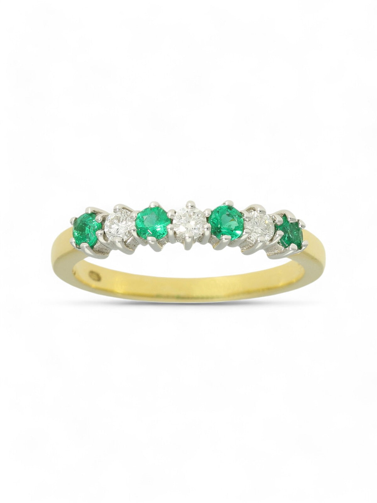 Emerald & Diamond Eternity Ring in 18ct Yellow & White Gold