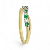 Emerald & Diamond Half Eternity Ring in 18ct Yellow & White Gold