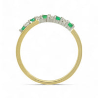 Emerald & Diamond Half Eternity Ring in 18ct Yellow & White Gold