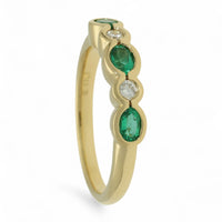 Emerald & Diamond Half Eternity Ring in 18ct Yellow Gold