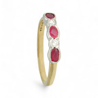 Ruby & Diamond Five Stone Ring in 9ct Yellow & White Gold