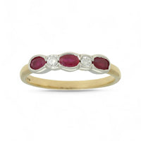 Ruby & Diamond Five Stone Ring in 9ct Yellow & White Gold