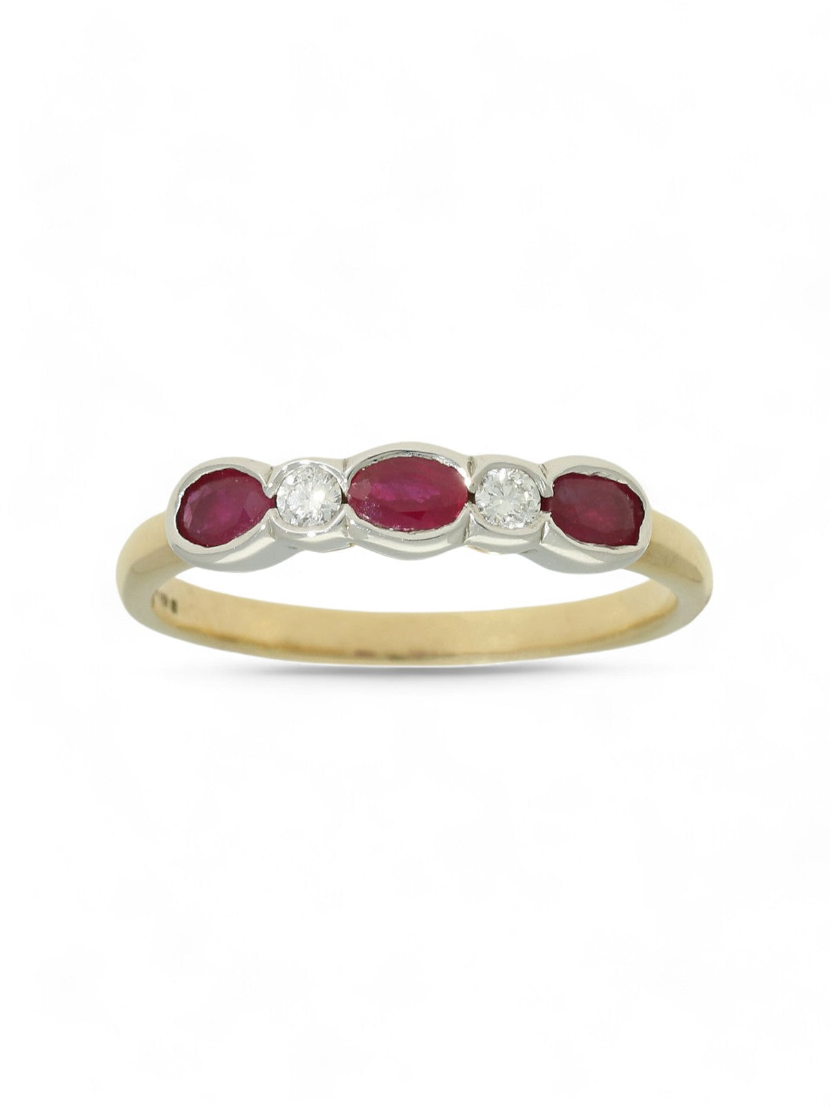 Ruby & Diamond Five Stone Ring in 9ct Yellow & White Gold