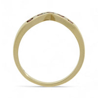 Ruby & Diamond Wishbone Half Eternity Ring in 9ct Yellow Gold