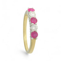 Ruby & Diamond Five Stone Ring in 9ct Yellow & White Gold