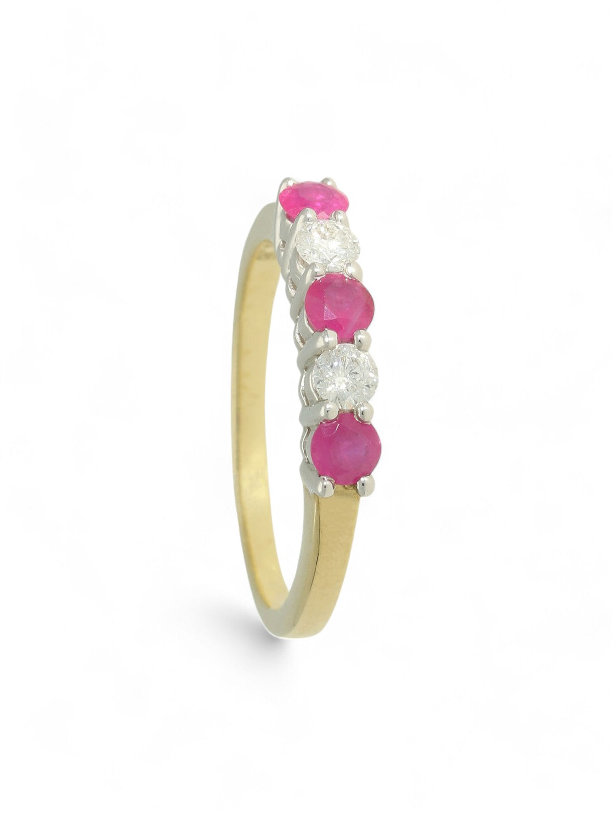 Ruby & Diamond Five Stone Ring in 9ct Yellow & White Gold