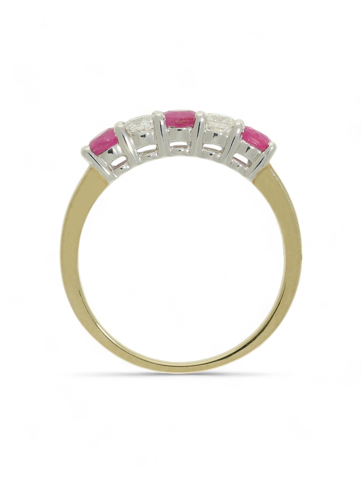 Ruby & Diamond Five Stone Ring in 9ct Yellow & White Gold