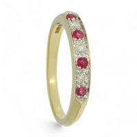 Ruby & Diamond Half Eternity Ring in 9ct Yellow Gold