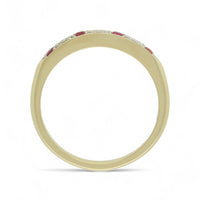 Ruby & Diamond Half Eternity Ring in 9ct Yellow Gold