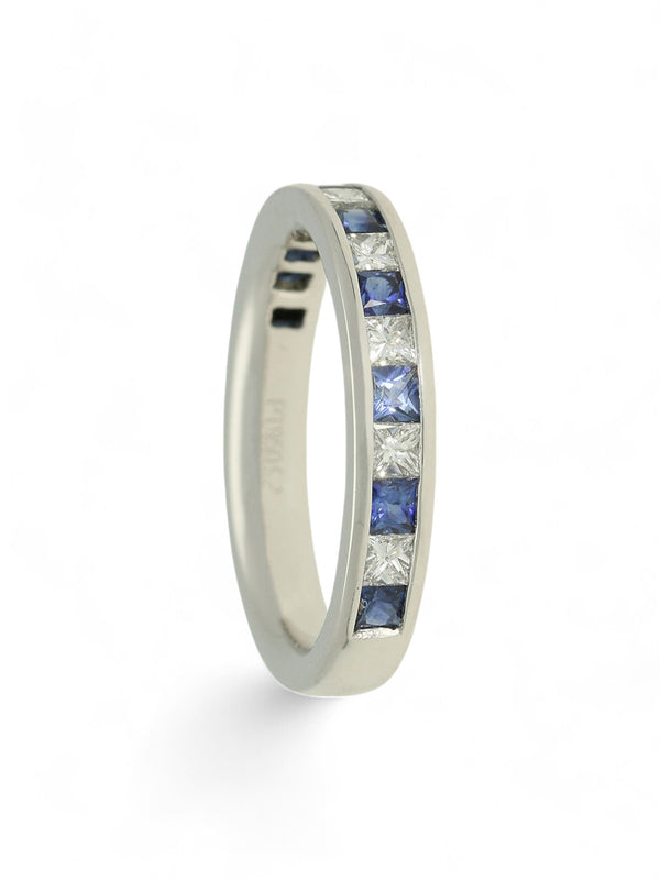 Sapphire & Diamond Half Eternity Ring in Platinum