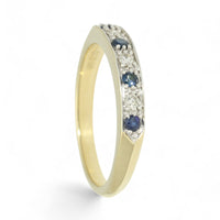 Sapphire & Diamond Half Eternity Ring in 9ct Yellow Gold