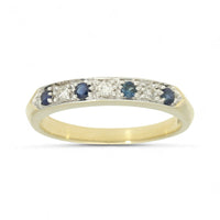 Sapphire & Diamond Half Eternity Ring in 9ct Yellow Gold