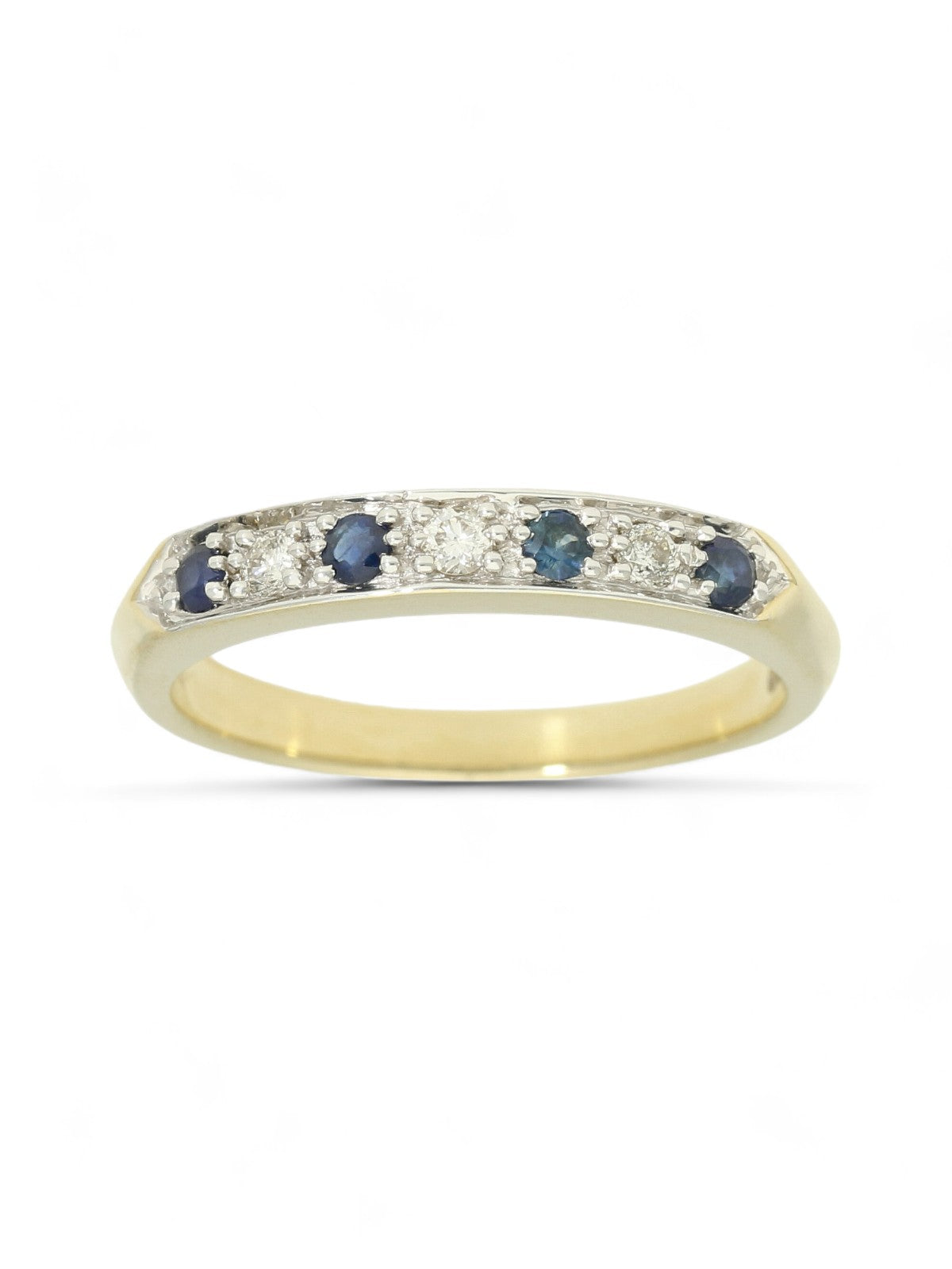 Sapphire & Diamond Half Eternity Ring in 9ct Yellow Gold