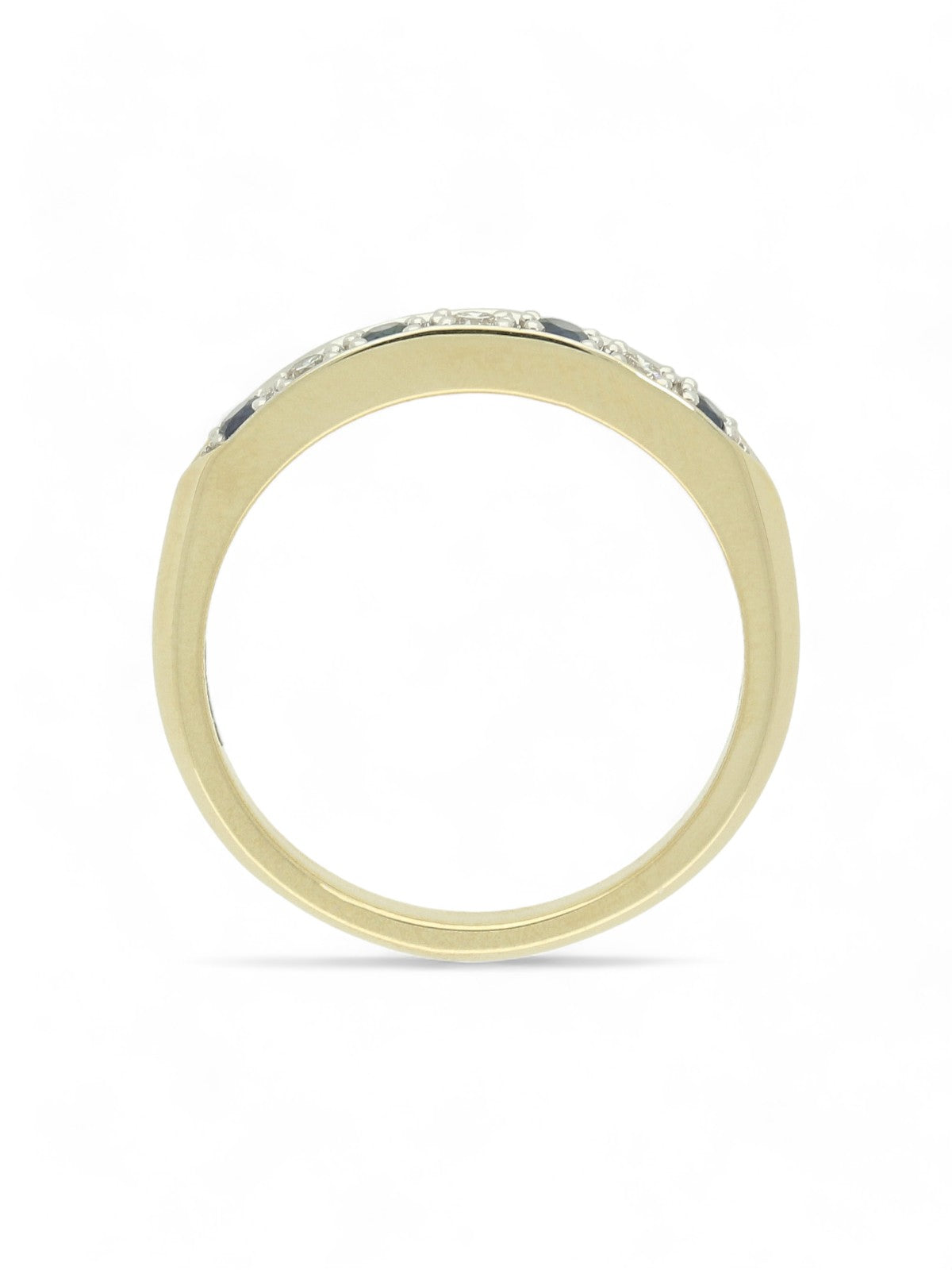 Sapphire & Diamond Half Eternity Ring in 9ct Yellow Gold