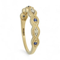 Sapphire & Diamond Fancy Eye Half Eternity Ring in 9ct Yellow Gold