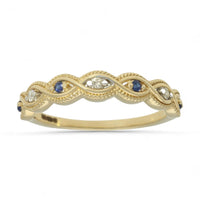 Sapphire & Diamond Fancy Eye Half Eternity Ring in 9ct Yellow Gold