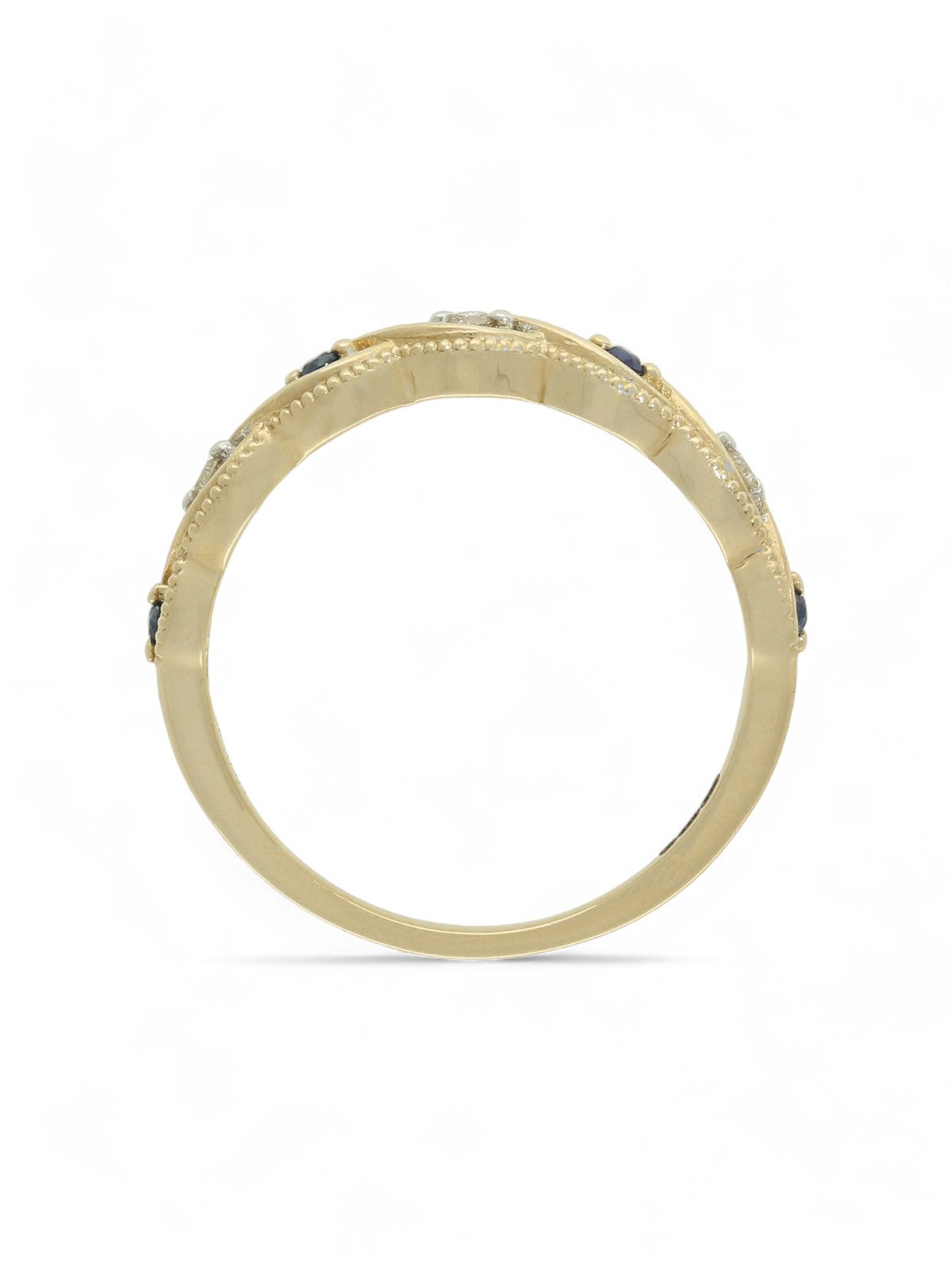 Sapphire & Diamond Fancy Eye Half Eternity Ring in 9ct Yellow Gold