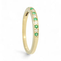 Emerald & Diamond Half Eternity Ring in 9ct Yellow Gold