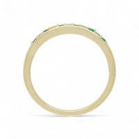 Emerald & Diamond Half Eternity Ring in 9ct Yellow Gold
