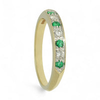 Emerald & Diamond Half Eternity Ring in 9ct Yellow Gold