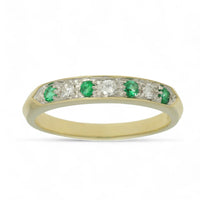 Emerald & Diamond Half Eternity Ring in 9ct Yellow Gold