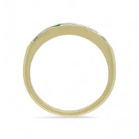 Emerald & Diamond Half Eternity Ring in 9ct Yellow Gold