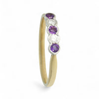 Amethyst & Diamond Five Stone Ring in 9ct Yellow & White Gold