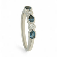 Blue Topaz & Diamond Half Eternity in 9ct White Gold