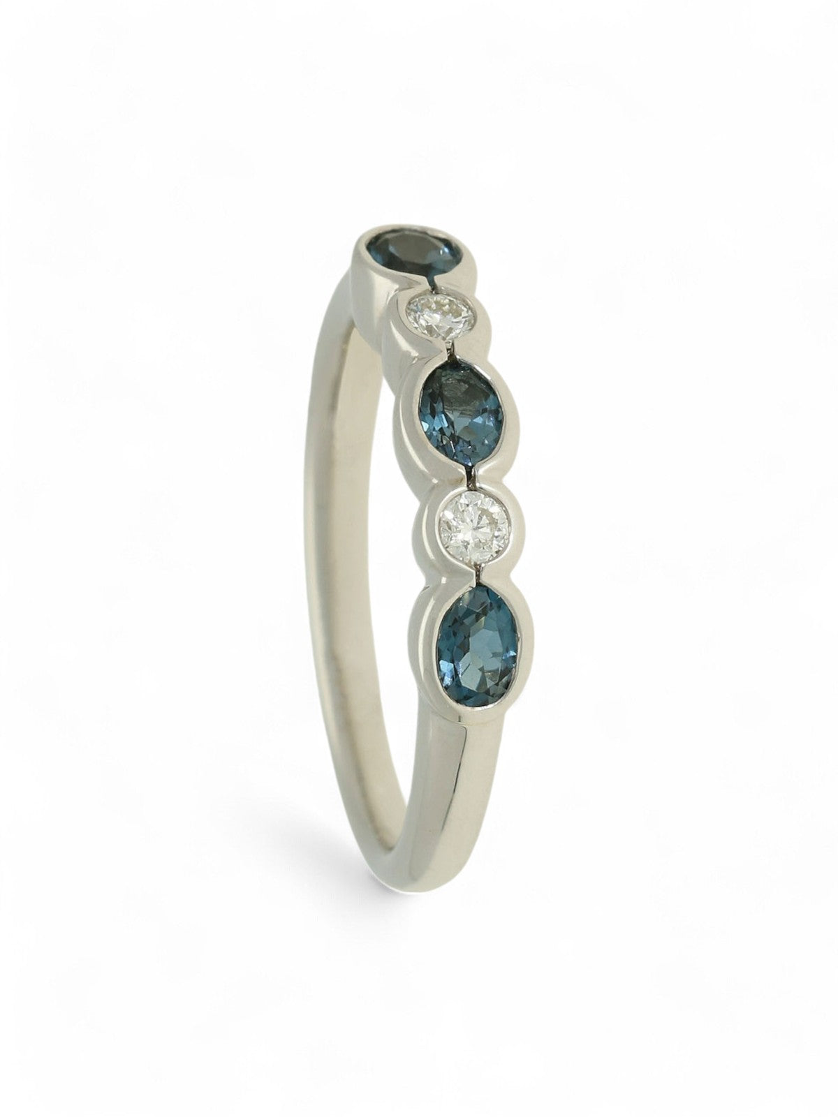 Blue Topaz & Diamond Half Eternity in 9ct White Gold