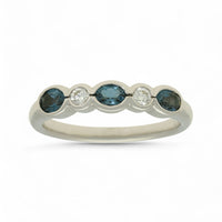 Blue Topaz & Diamond Half Eternity in 9ct White Gold