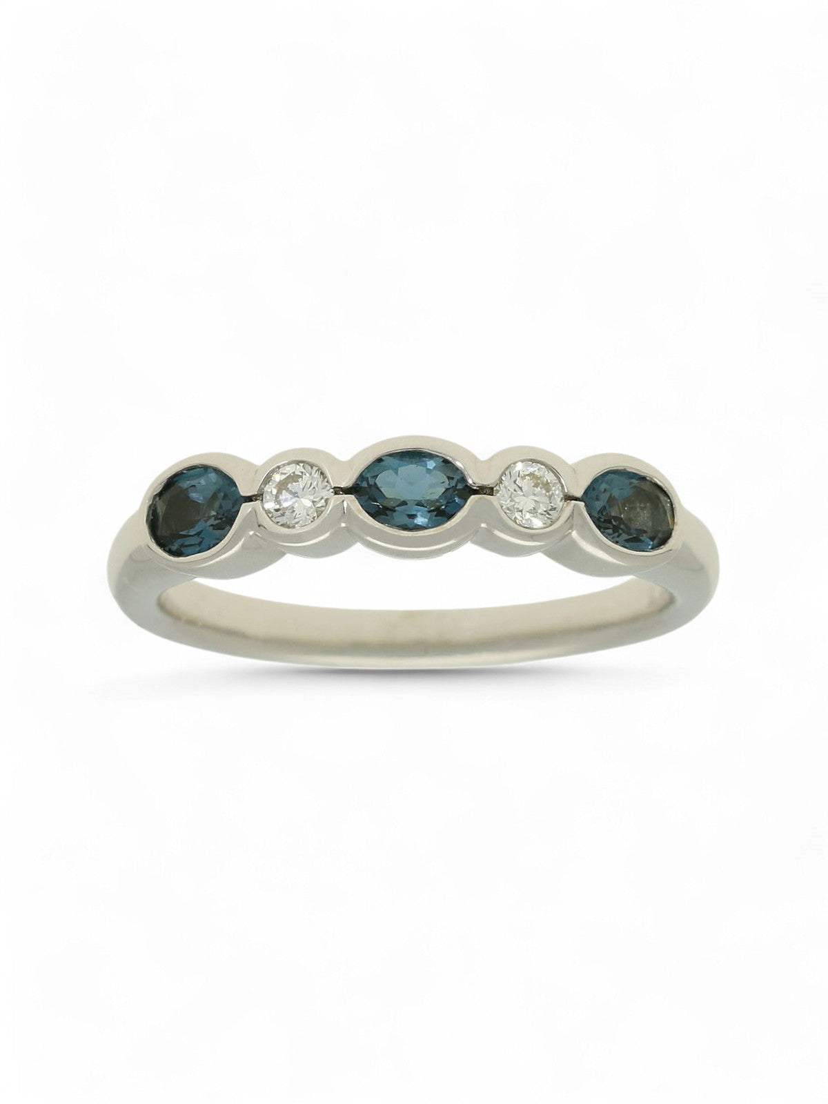 Blue Topaz & Diamond Half Eternity in 9ct White Gold