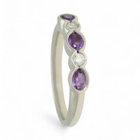 Amethyst & Diamond Half Eternity Ring in 9ct White Gold