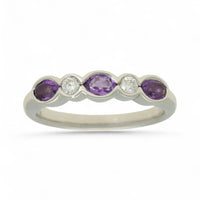 Amethyst & Diamond Half Eternity Ring in 9ct White Gold