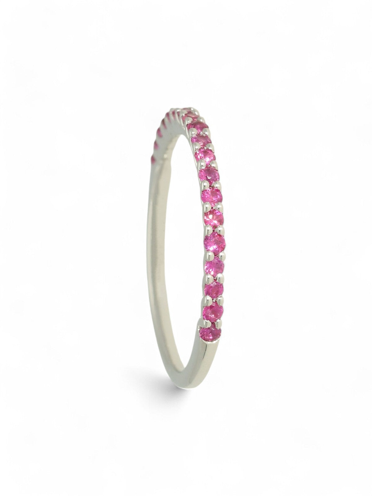 Pink Sapphire Half Eternity Ring in 9ct White Gold