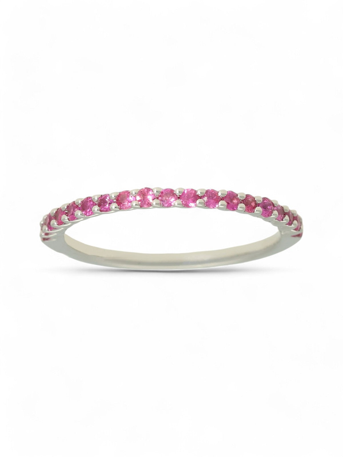 Pink Sapphire Half Eternity Ring in 9ct White Gold