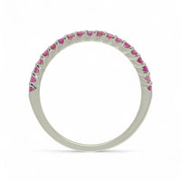 Pink Sapphire Half Eternity Ring in 9ct White Gold