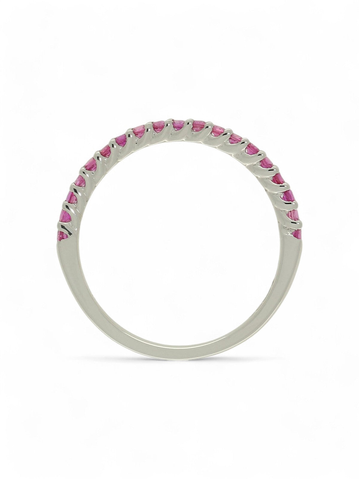 Pink Sapphire Half Eternity Ring in 9ct White Gold