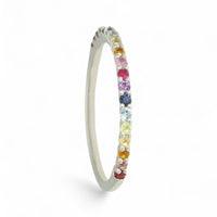 Mixed Rainbow Gemstone Half Eternity Ring in 9ct White Gold