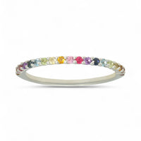 Mixed Rainbow Gemstone Half Eternity Ring in 9ct White Gold