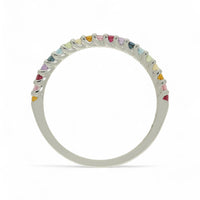 Mixed Rainbow Gemstone Half Eternity Ring in 9ct White Gold