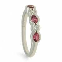 Pink Tourmaline & Diamond Half Eternity in 9ct White Gold