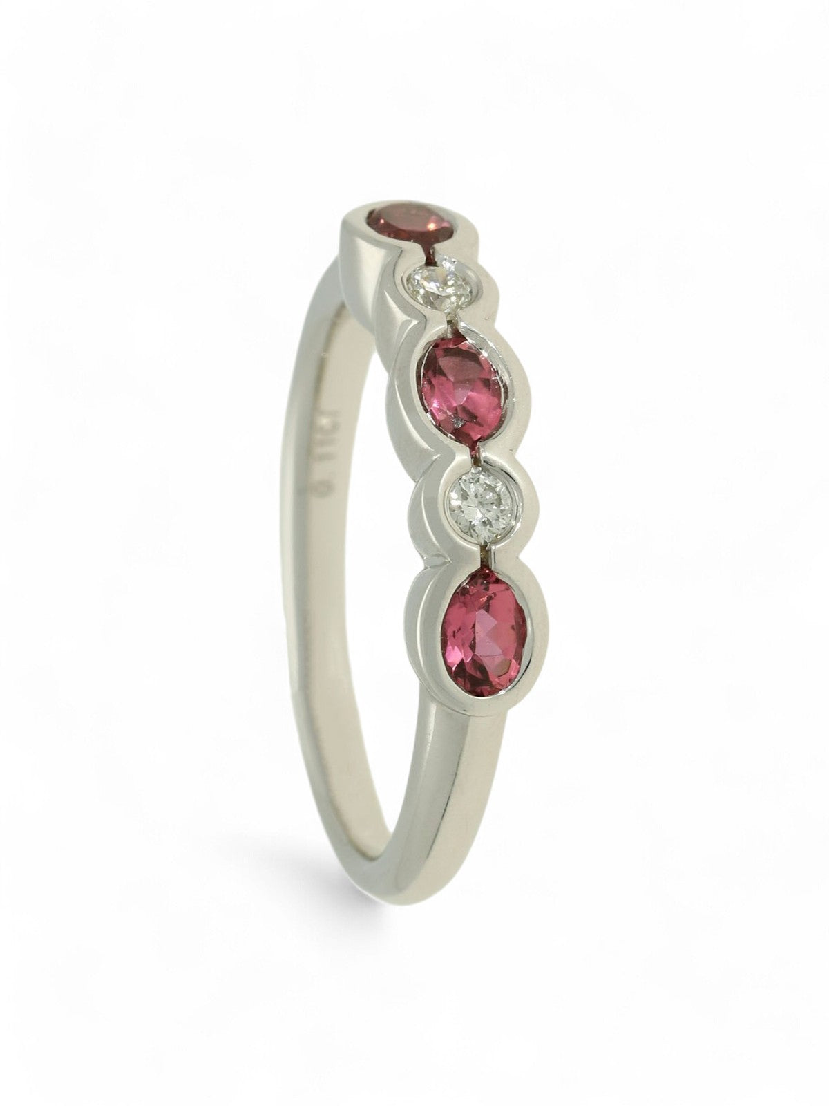 Pink Tourmaline & Diamond Half Eternity in 9ct White Gold