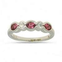 Pink Tourmaline & Diamond Half Eternity in 9ct White Gold