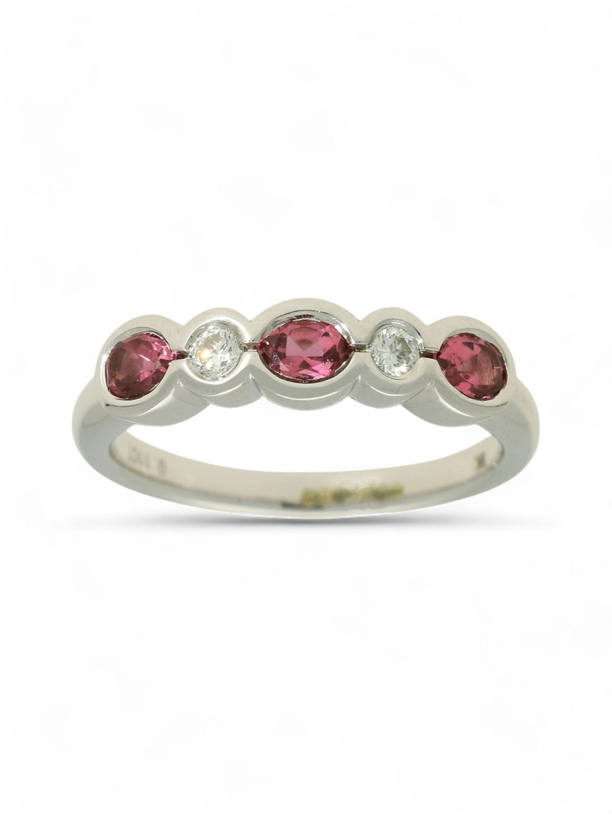 Pink Tourmaline & Diamond Half Eternity in 9ct White Gold