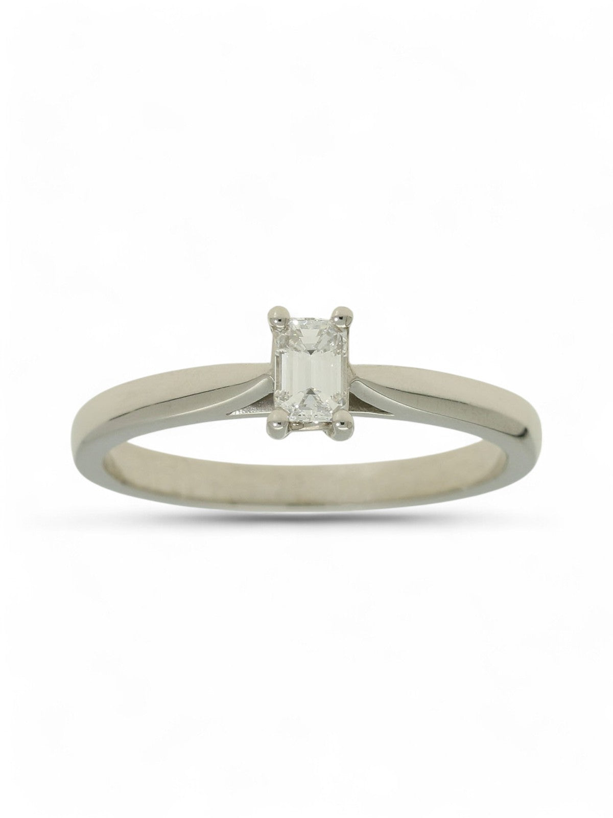 Sale Diamond Solitaire Engagement Ring "The Zara Collection" 0.26ct Emerald Cut in Platinum