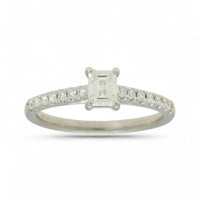 SALE Diamond Solitaire Engagement Ring "The Zara Collection" Certificated 0.50ct Emerald Cut in Platinum with Diamond Set Shoulders