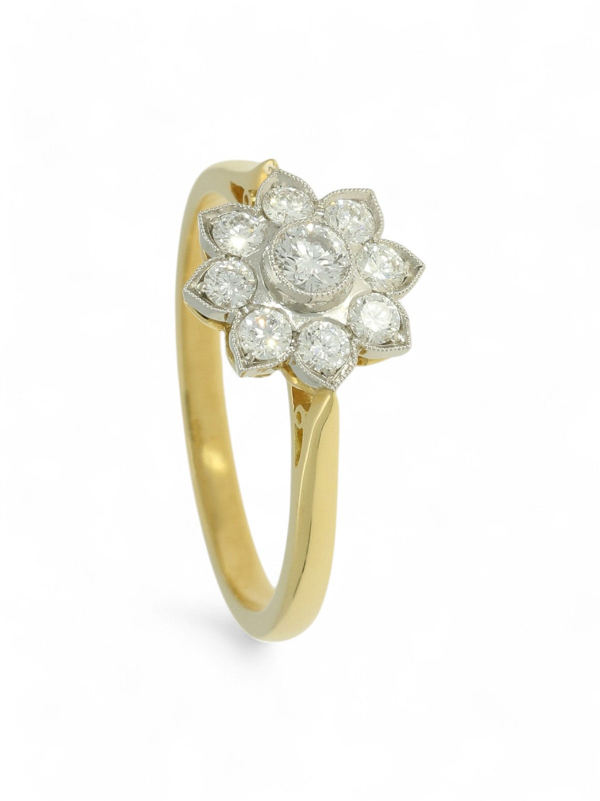 Diamond Cluster Ring 0.40ct Round Brilliant Cut in 18ct Yellow Gold and Platinum